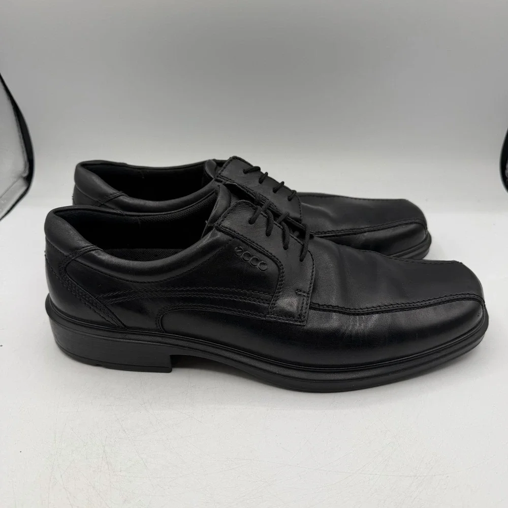 Ecco Helsinki Dress Shoes Mens EU 46 US‎ 12-12.5 Black Leather Bike Toe Oxfords